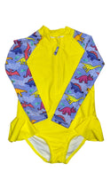 Load image into Gallery viewer, Girls long sleeve swimsuit - Daring Dinosaurs