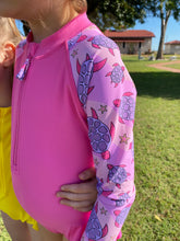 Load image into Gallery viewer, Girls long sleeve swimsuit - Terrific Turtles
